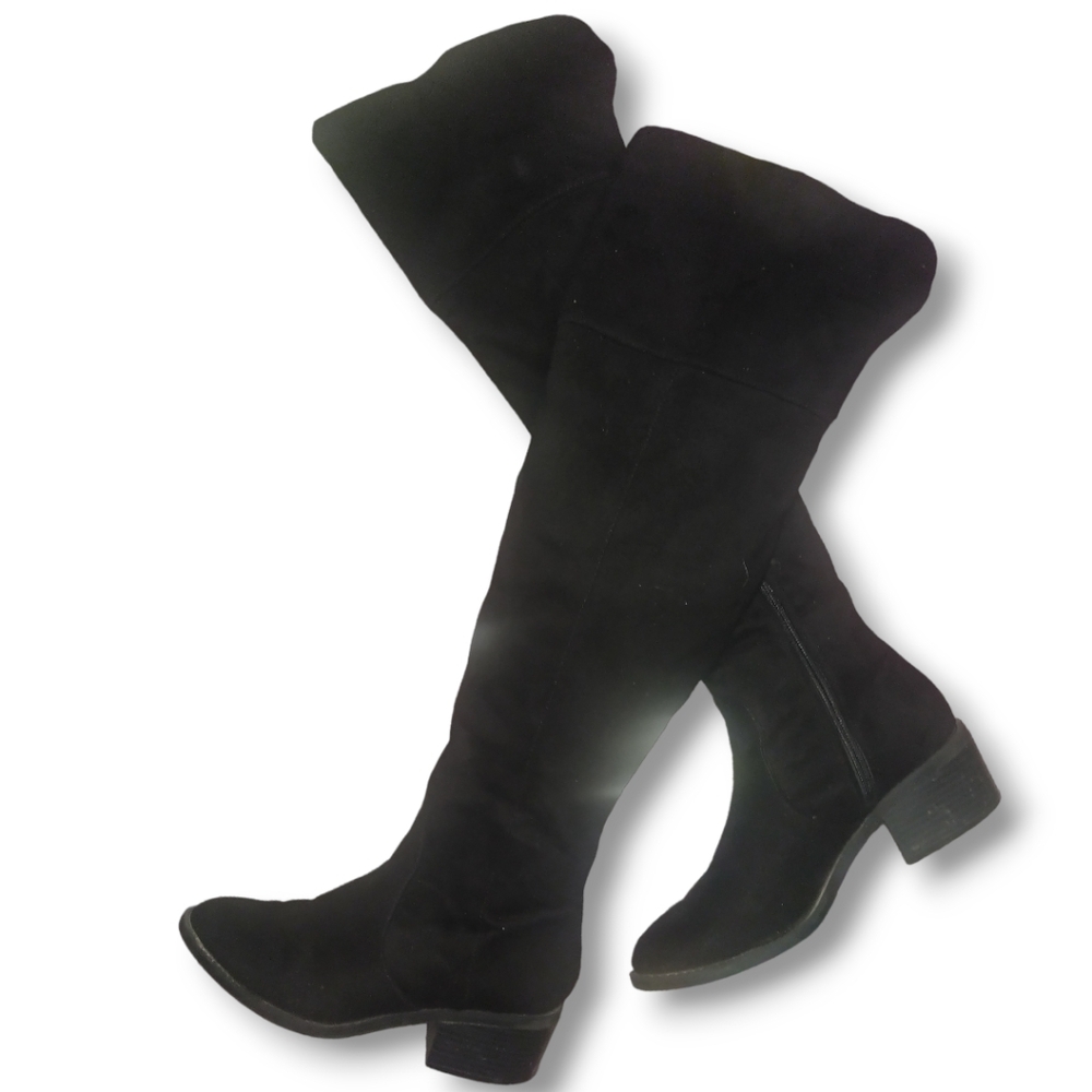 EXPRESS Over The Knee Faux Suede Boots - Black | Size 7 - Picture 15 of 16